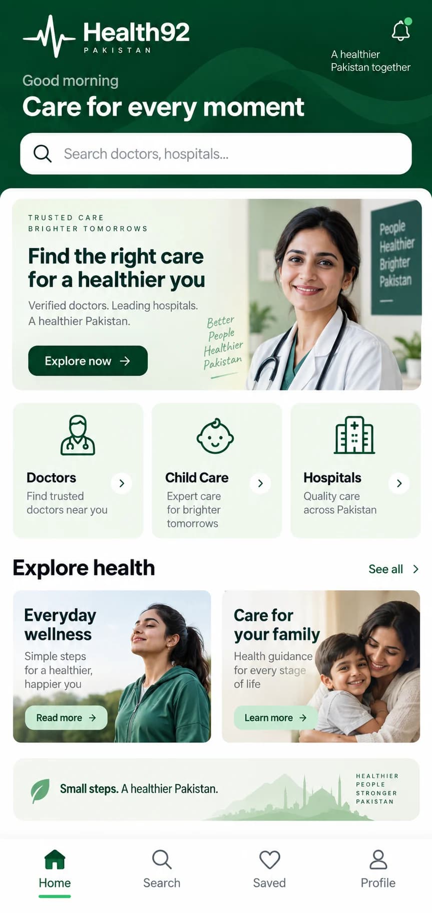 Preview of the Health92 mobile app
